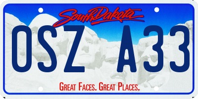 SD license plate 0SZA33