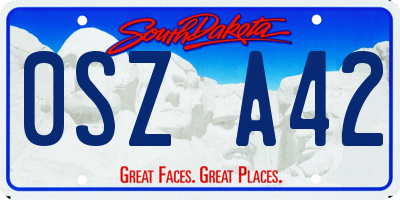 SD license plate 0SZA42