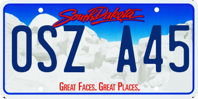 SD license plate 0SZA45