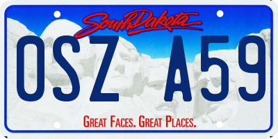 SD license plate 0SZA59