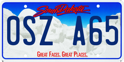 SD license plate 0SZA65