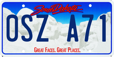 SD license plate 0SZA71