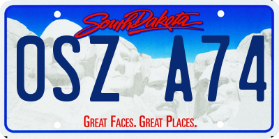 SD license plate 0SZA74