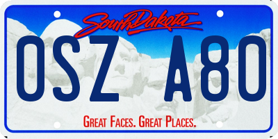 SD license plate 0SZA80