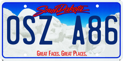 SD license plate 0SZA86
