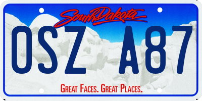 SD license plate 0SZA87