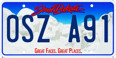 SD license plate 0SZA91