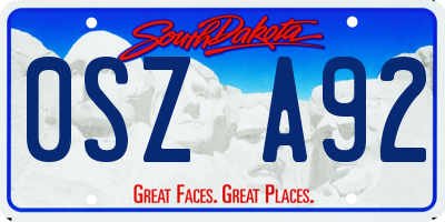 SD license plate 0SZA92