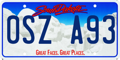 SD license plate 0SZA93