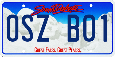 SD license plate 0SZB01