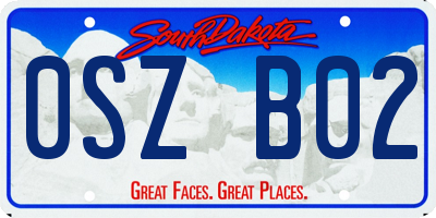 SD license plate 0SZB02