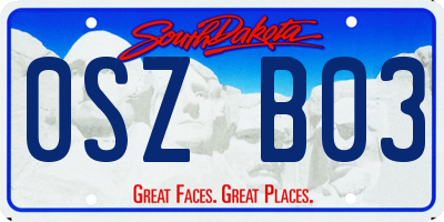 SD license plate 0SZB03