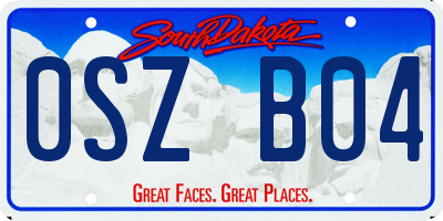 SD license plate 0SZB04