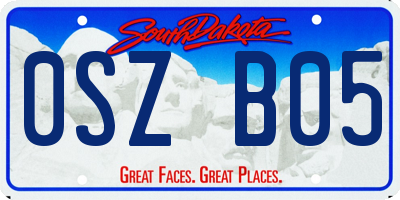 SD license plate 0SZB05
