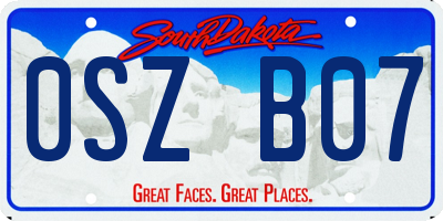 SD license plate 0SZB07