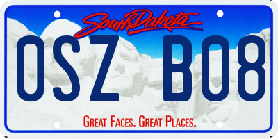 SD license plate 0SZB08