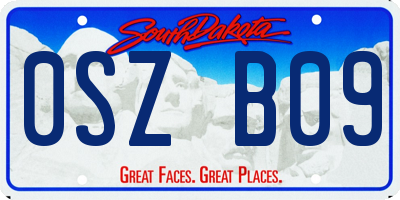 SD license plate 0SZB09