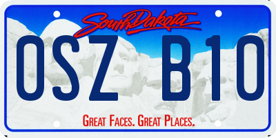 SD license plate 0SZB10