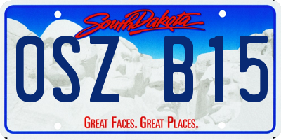 SD license plate 0SZB15