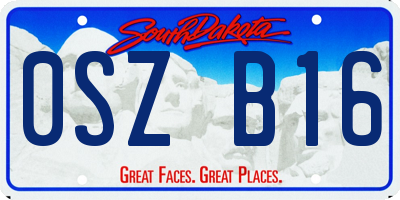 SD license plate 0SZB16