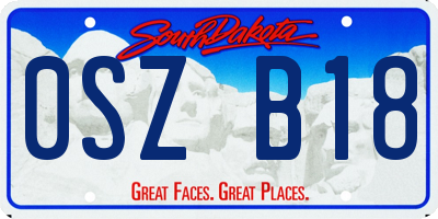 SD license plate 0SZB18