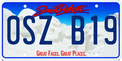 SD license plate 0SZB19