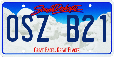SD license plate 0SZB21