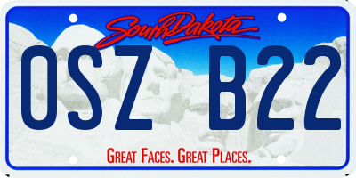 SD license plate 0SZB22