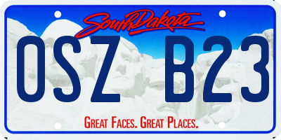 SD license plate 0SZB23