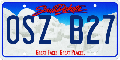 SD license plate 0SZB27
