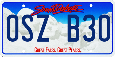 SD license plate 0SZB30