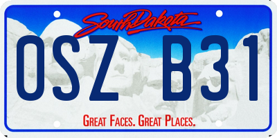 SD license plate 0SZB31