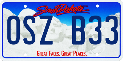 SD license plate 0SZB33