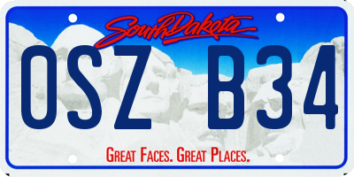 SD license plate 0SZB34