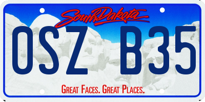 SD license plate 0SZB35