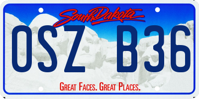 SD license plate 0SZB36