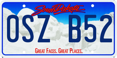 SD license plate 0SZB52