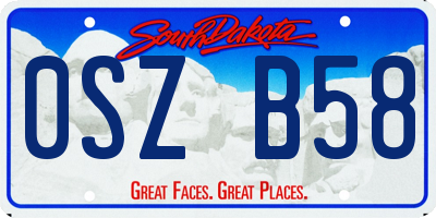 SD license plate 0SZB58
