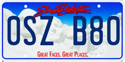 SD license plate 0SZB80