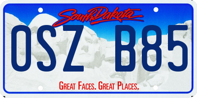 SD license plate 0SZB85