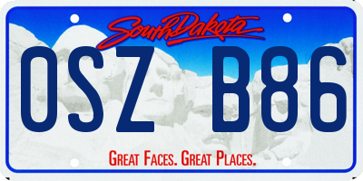 SD license plate 0SZB86