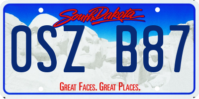 SD license plate 0SZB87