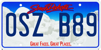 SD license plate 0SZB89