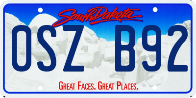 SD license plate 0SZB92