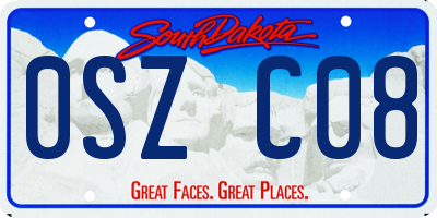 SD license plate 0SZC08