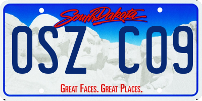 SD license plate 0SZC09