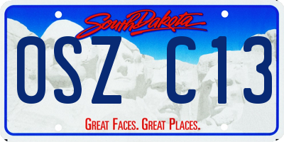 SD license plate 0SZC13