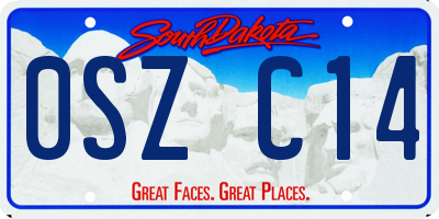 SD license plate 0SZC14