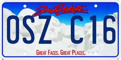 SD license plate 0SZC16