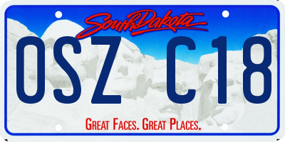 SD license plate 0SZC18